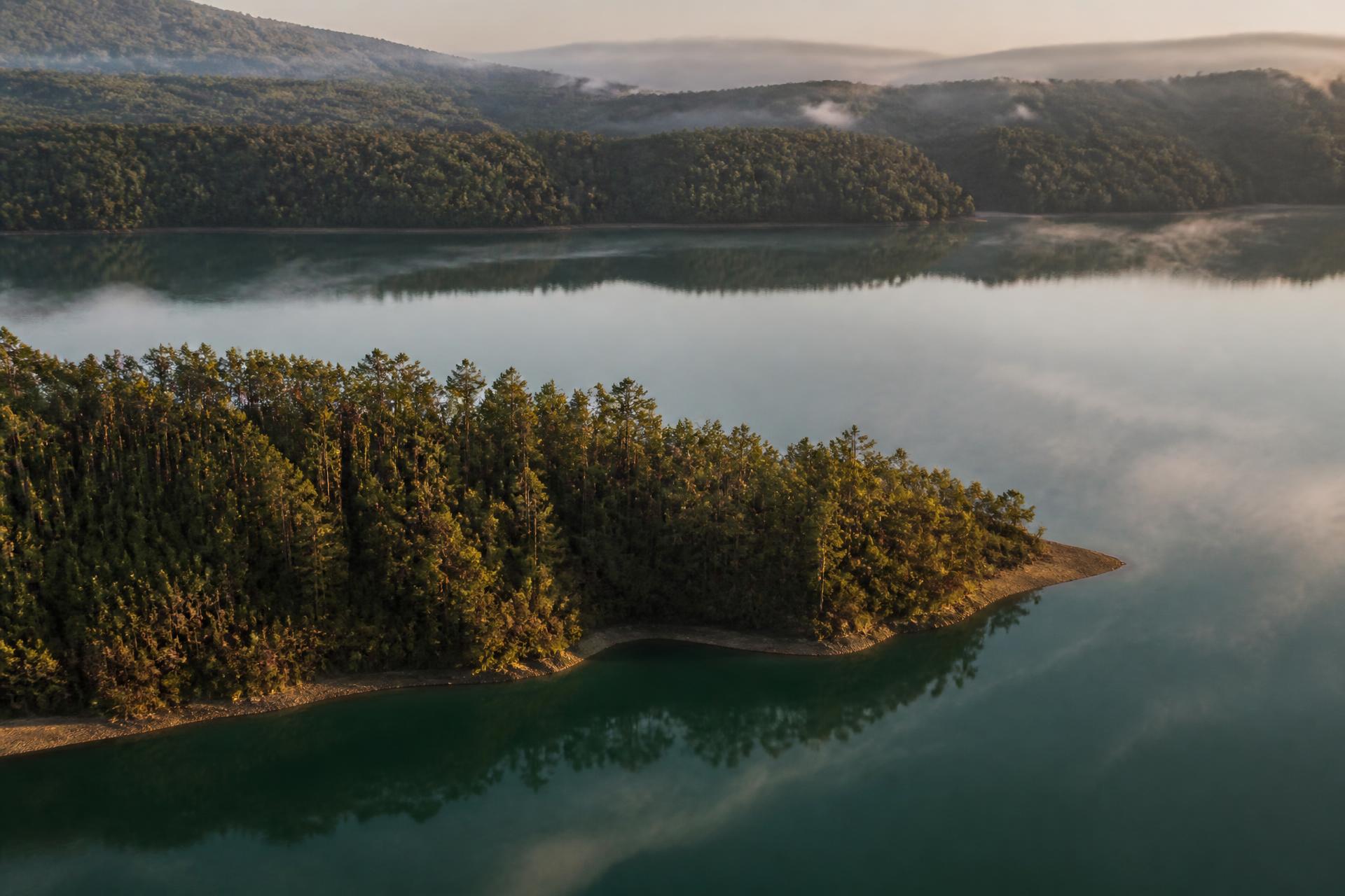 Aerial view of Castelo de Bode reservoir