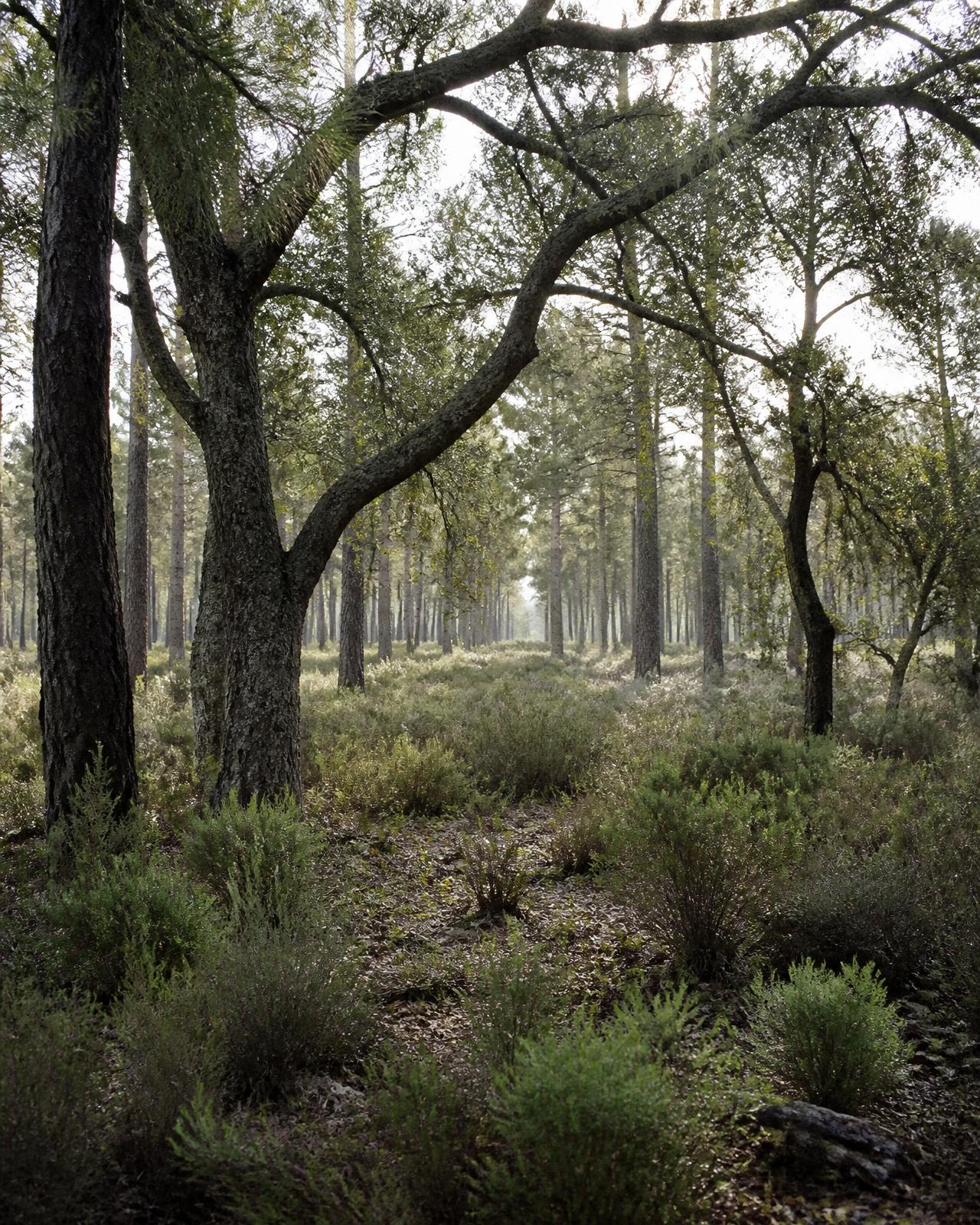 Pine and cork-oak forest landscape near the site